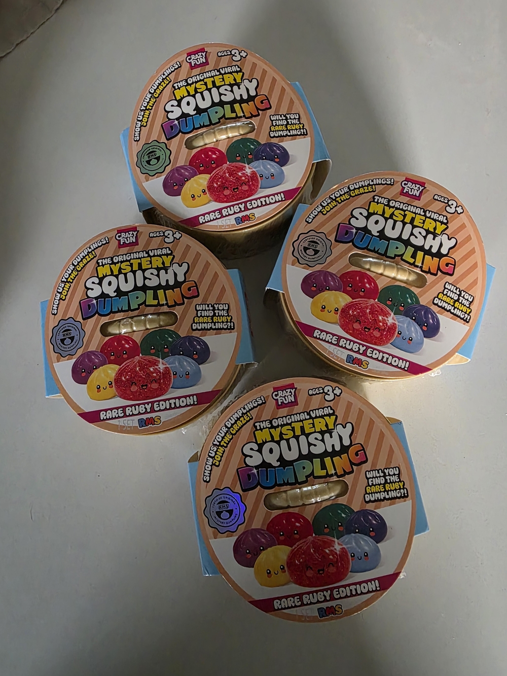 Mystery Squishy Dumpling Kids Toy - Rare Ruby Edition (Red)